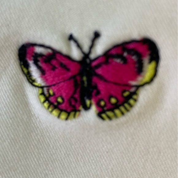Talbots Cream Off-White Embroidered Butterfly Perfect Short 10.5" (Size 16) - Picture 7 of 10